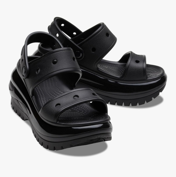 CROCS Shoes - CROCS Sleek Mega Crush Black Platform Sandals